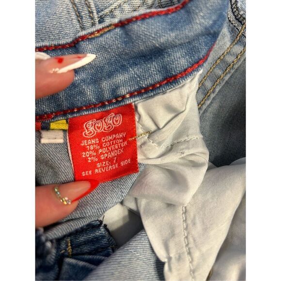 Gogo Women's Juniors Size 7 Blue High Rise Skinny Ankle Distressed Stretch Jeans - Picture 4 of 7